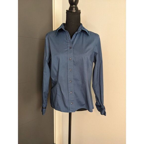 *3 For $12* Coldwater Creek Women's Button‎ Down with Southwest Trim - M - Picture 1 of 11